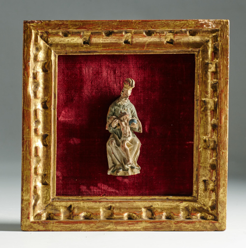 Escultura en madera tallada y policromada. Representando l