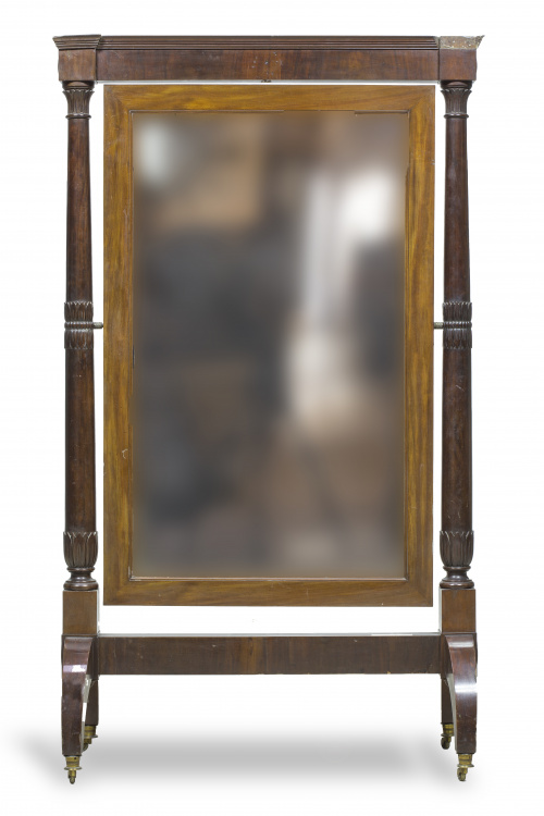 “Psyche” Imperio en madera de caoba torneada y tallada, con