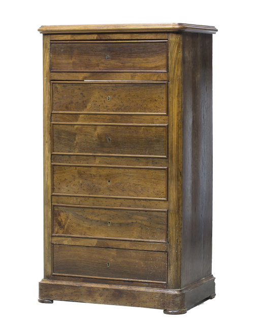 Caja fuerte Luis Felipe de madera de caoba y limoncillo. co