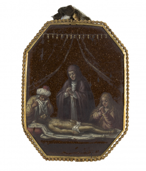 El Buen Pastor y Llanto sobre Cristo MuertoMedalla devocio
