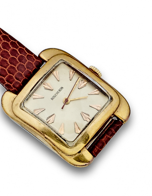 Reloj BOUCHERON cuadrangular chapado en oro 52-78023.