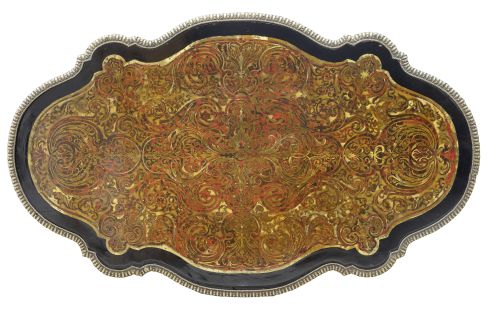 Mesa de centro Napoleón III de madera ebonizada con marquet