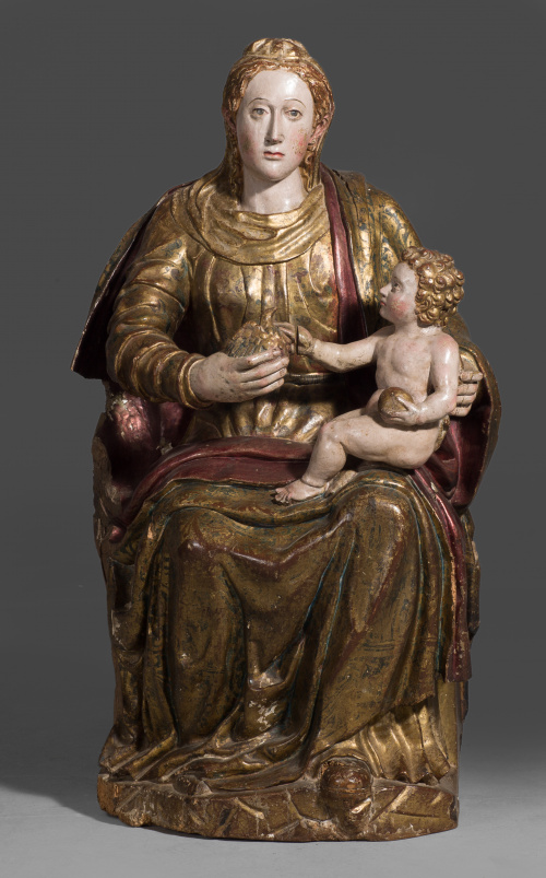 Escuela castellana, S. XVI“Virgen sedente con Niño”Madera
