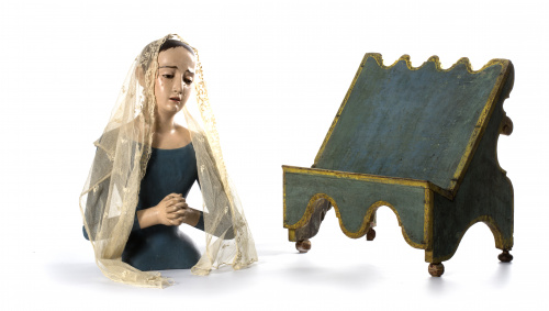 Dolorosa Madera tallada y policromada, ojos de cristal y l