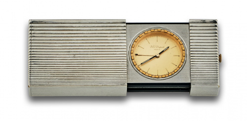 Reloj despertador vintage DUPONT chapado en plata .