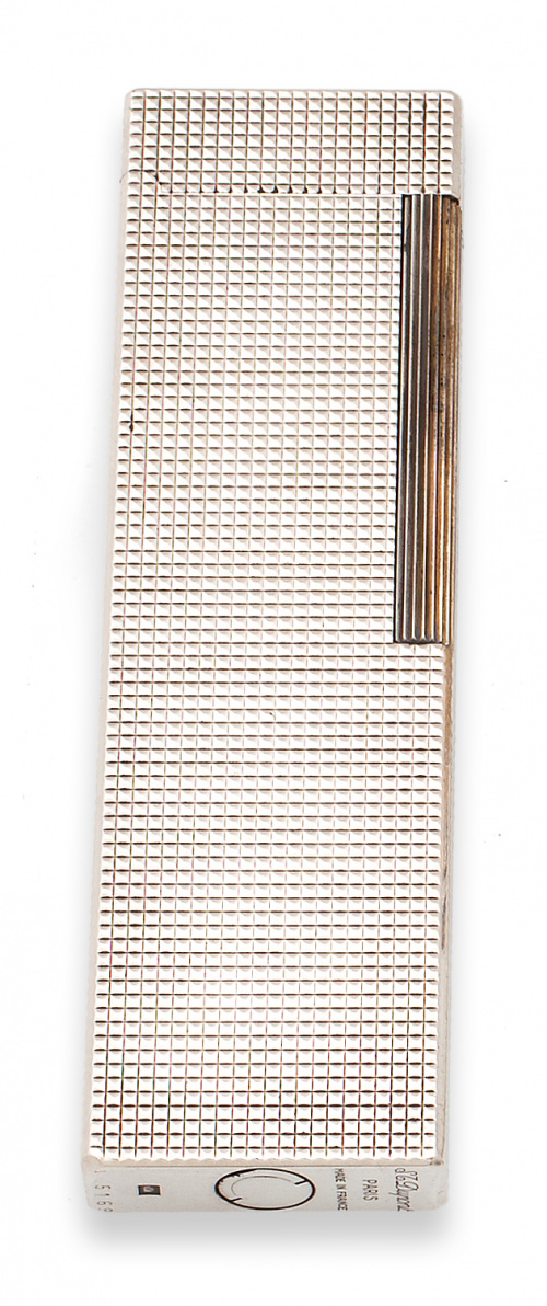 Encendedor de mesa Dupont chapado en plata decoración punta