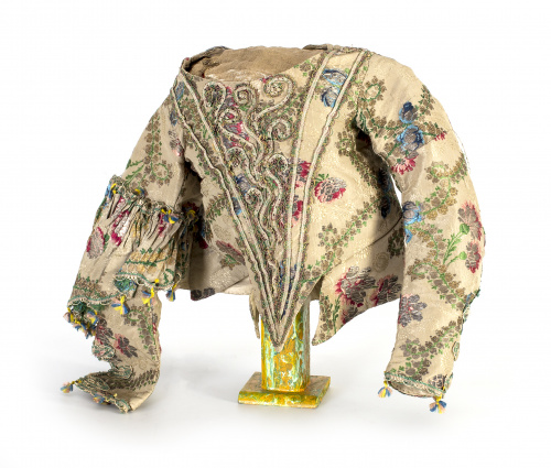 Corpiño para imagen vestidera de flores sobre seda bordada.