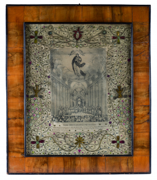 Grabado de la Coronación de la Inmaculada Concepción con ce