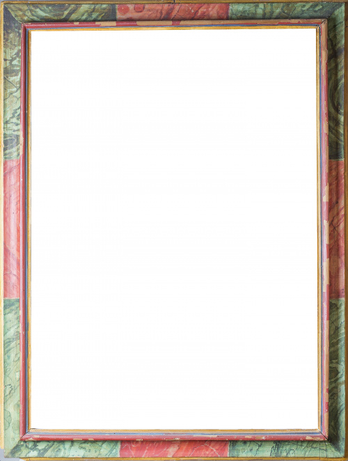 Marco con policromía en de rojo y verde, simulando marmoriz