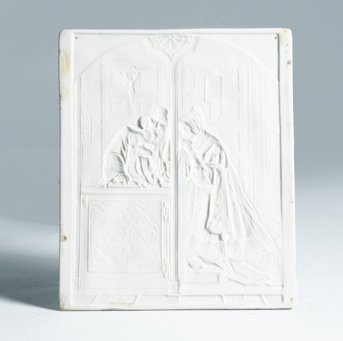 Litofanía en porcelana. La confesión.Alemanía o Inglaterr