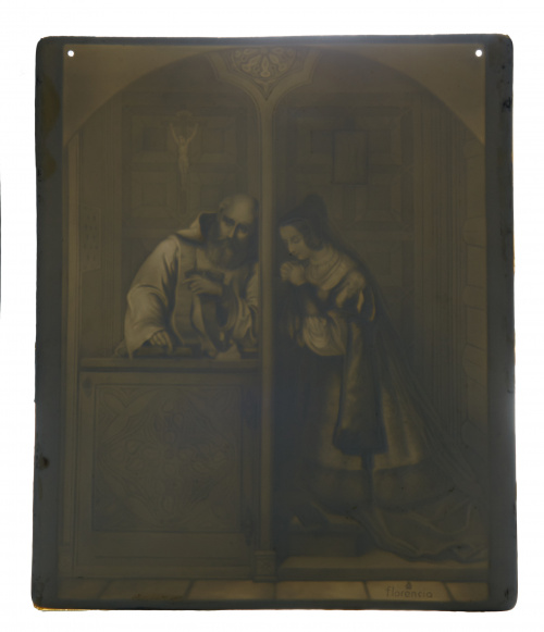 Litofanía en porcelana. La confesión.Alemanía o Inglaterr