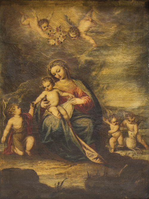 PEDRO ATANASIO BOCANEGRA (1638-1689)Virgen con Niño y San 