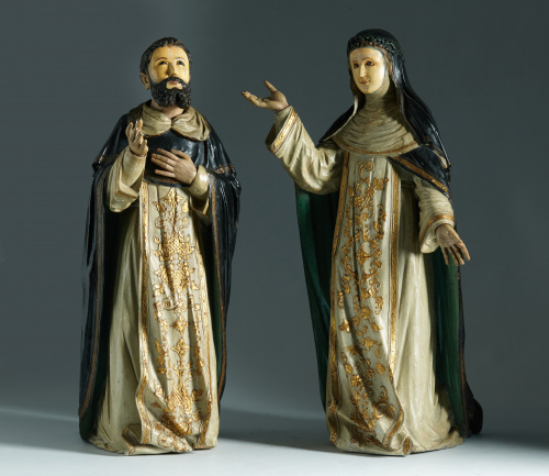 “San Francisco Javier en oración”De madera tallada, policr