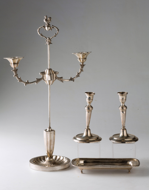 Velón de paraguas  en plata marcada.Madrid, M.Gracía, 1853