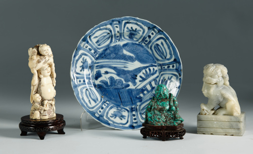 Plato en porcelana kraak azul y blancoperiodo Wanli (1573-