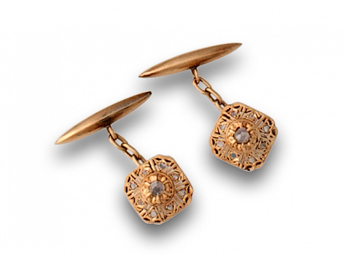 Gemelos s.XIX con cuadrado de diamantes y sistema de submar