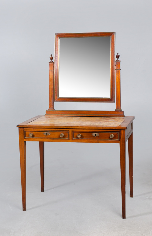 Tocador-mesa de escribir Carlos IV en caoba montada en bron