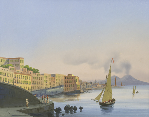 ESCUELA NAPOLITANA, SIGLO XIXVista nocturna con el Vesubio