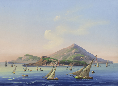 ESCUELA NAPOLITANA, SIGLO XIXVista nocturna con el Vesubio