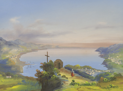 ESCUELA NAPOLITANA, SIGLO XIXVista nocturna con el Vesubio