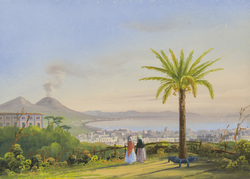 ESCUELA NAPOLITANA, SIGLO XIXVista nocturna con el Vesubio