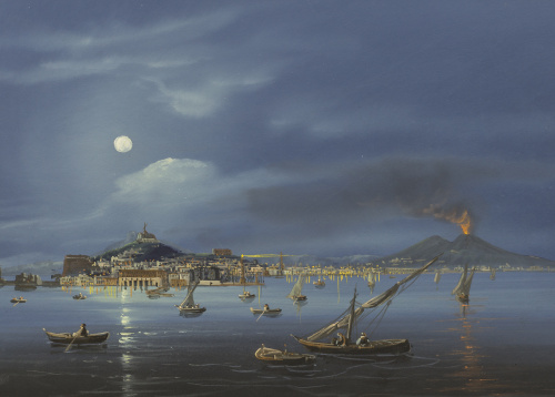 ESCUELA NAPOLITANA, SIGLO XIXVista nocturna con el Vesubio