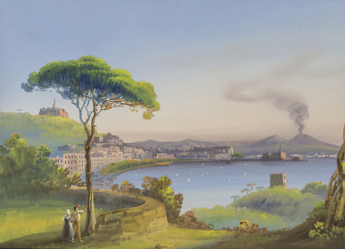 ESCUELA NAPOLITANA, SIGLO XIXVista nocturna con el Vesubio