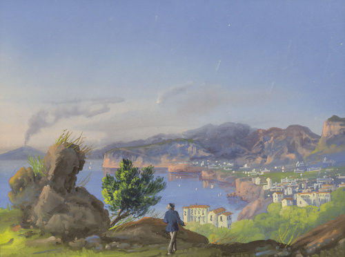 ESCUELA NAPOLITANA, SIGLO XIXVista nocturna con el Vesubio