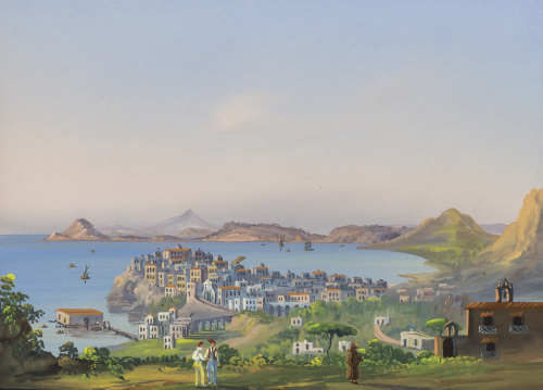 ESCUELA NAPOLITANA, SIGLO XIXVista nocturna con el Vesubio