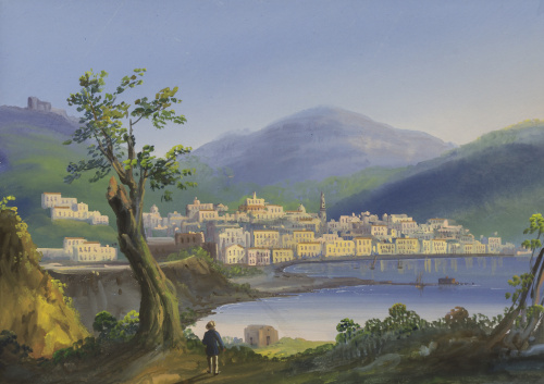 ESCUELA NAPOLITANA, SIGLO XIXVista nocturna con el Vesubio