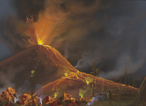 ESCUELA NAPOLITANA, SIGLO XIXVista nocturna con el Vesubio