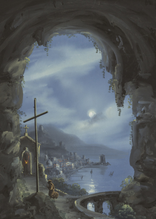 ESCUELA NAPOLITANA, SIGLO XIXVista nocturna con el Vesubio