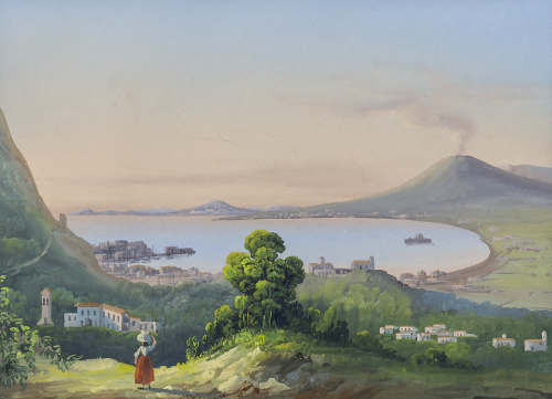 ESCUELA NAPOLITANA, SIGLO XIXVista nocturna con el Vesubio