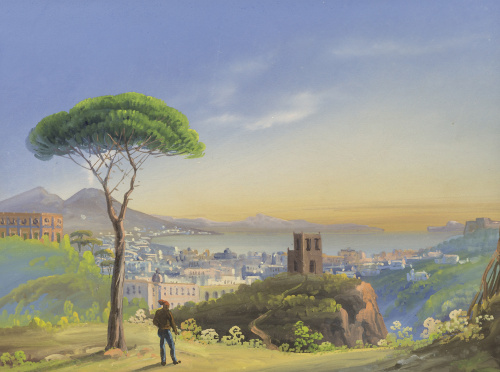 ESCUELA NAPOLITANA, SIGLO XIXVista nocturna con el Vesubio