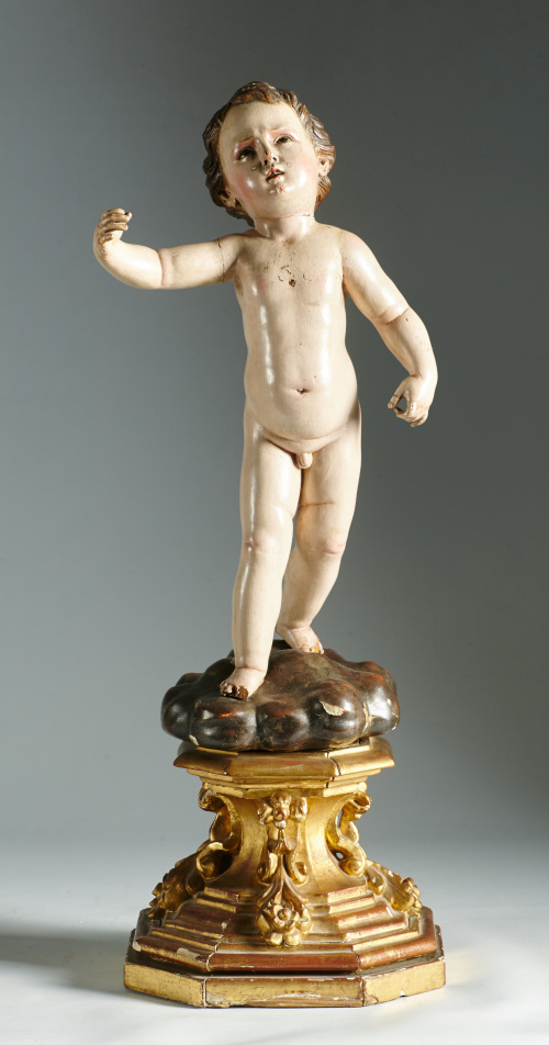Niño Jesús pasional,”penitas”, madera tallada y policromada