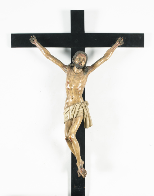 Cristo madera tallada y policromada. Virreinato de nueva E