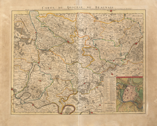 GUILLAUME DE LISLE (1675-1726)Carte du Diocese de Beauvais