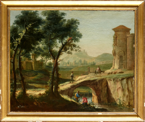 ATRIBUIDO A PAOLO ANESI (1697- 1773)Paisaje con río. 