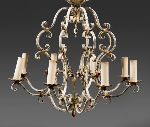 Lámpara de techo de 8 luces en metal pintado.S. XX