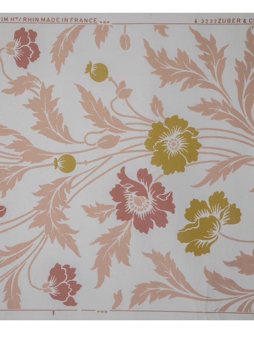 Lote de nueve rollos de papel pintado Art Nouveau, con flor