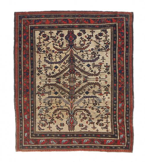 Alfombra (Farahan) beige con decoración geométrica de flore