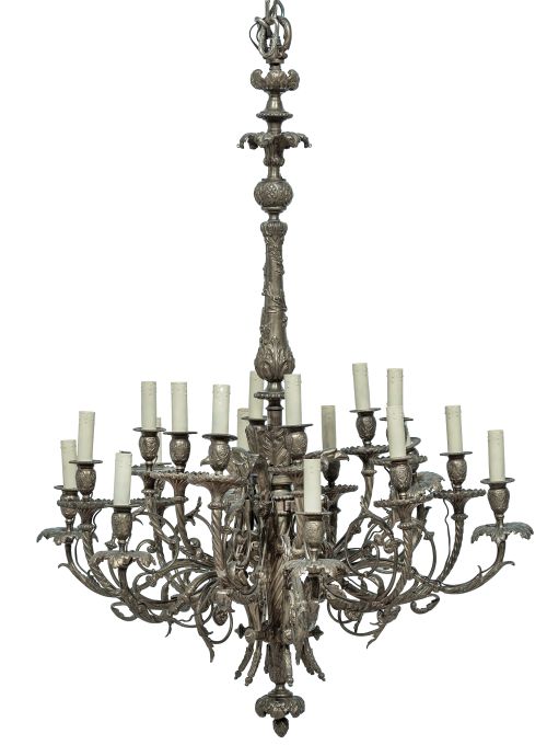 Lámpara de bronce dorado decorado con hojas.Trabajo francé