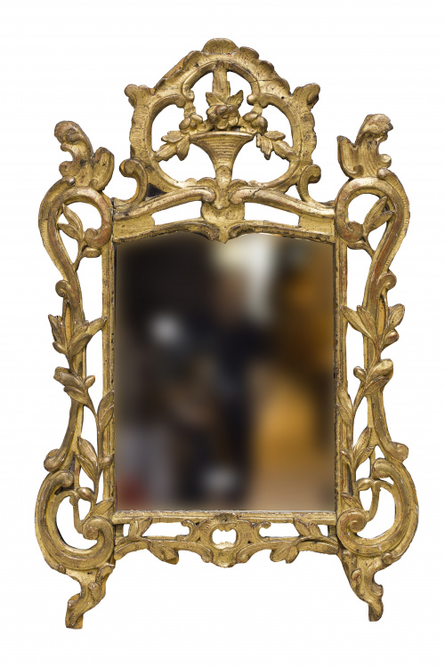 Espejo regencia de madera tallada y dorada.Trabajo francés