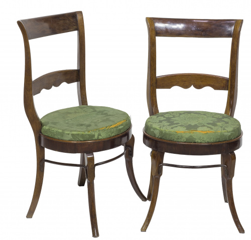 Pareja de sillas de madera de caoba.Trabajo francés, prime