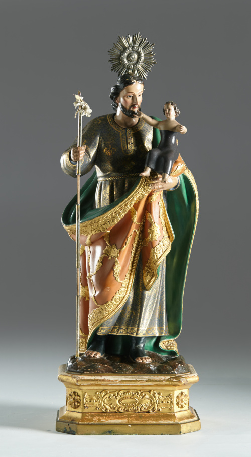 Escuela colonia, S. XIX.“San José”.Madera tallada, policr