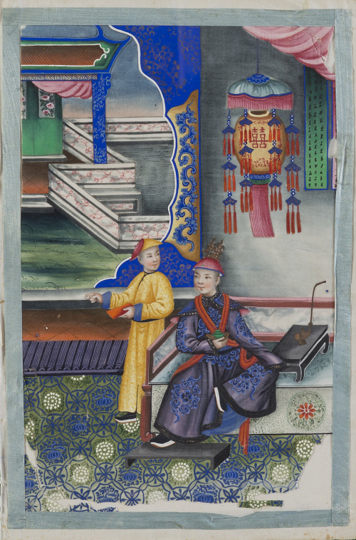 ESCUELA CHINA, SIGLO XIXPareja de escenas de emperadores