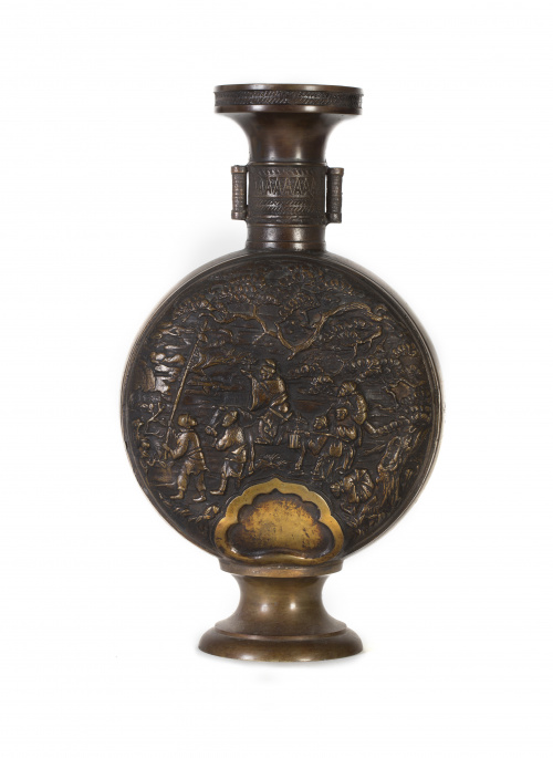 Jarrón en bronce con escenas del “Viaje al oeste”China, S.