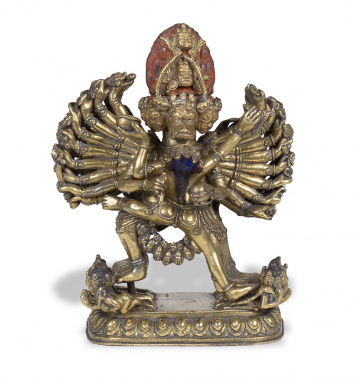 Dios en bronce con policromia.Tibet, S. XIX-XX