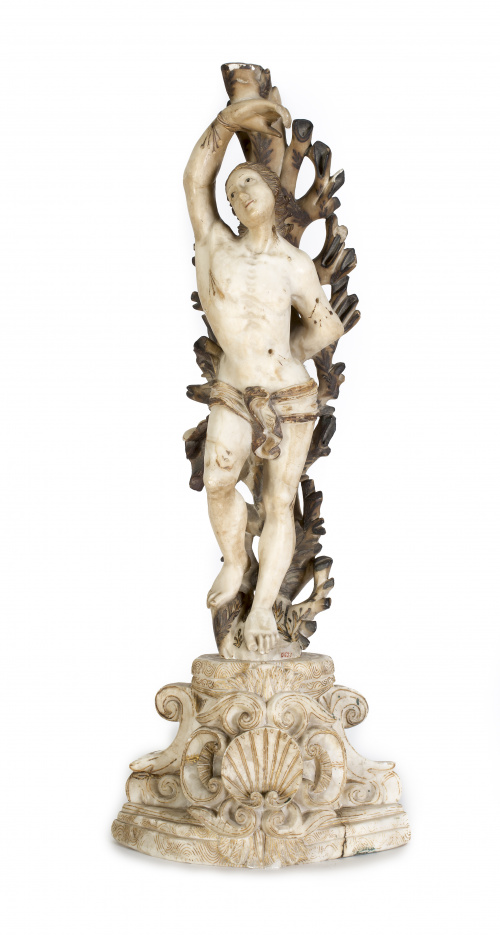 “San Sebastián”Escultura en piedra de Huamanga (alabastro)