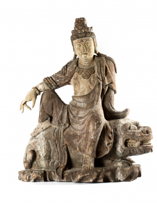Guanyin Madera tallada y policromada China, S. XIX
